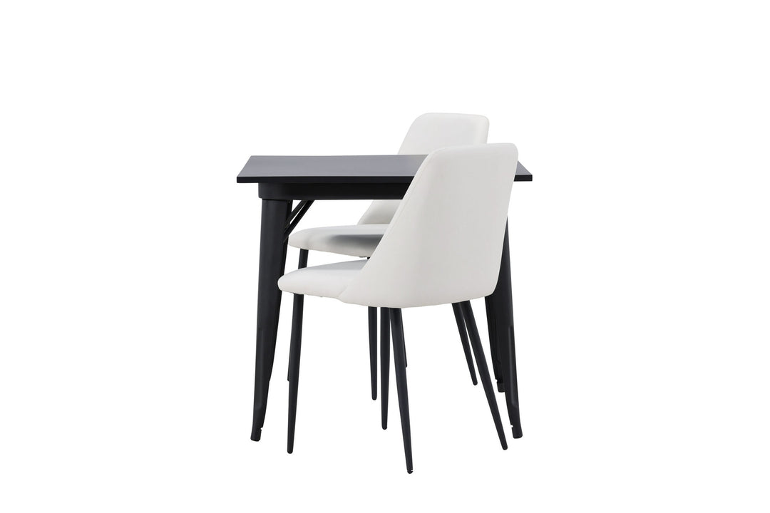 Venture Home Tempe Dining Table - Black / Black MDF +Night Dining Chair - Black / White PU _2