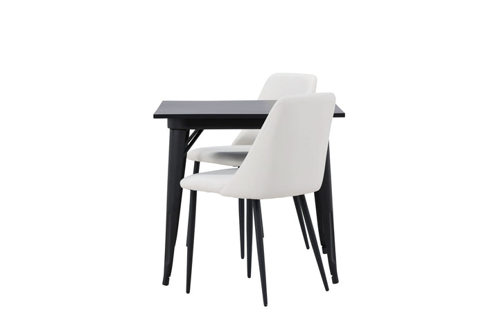 Venture Home Tempe Dining Table - Black / Black MDF +Night Dining Chair - Black / White PU _2