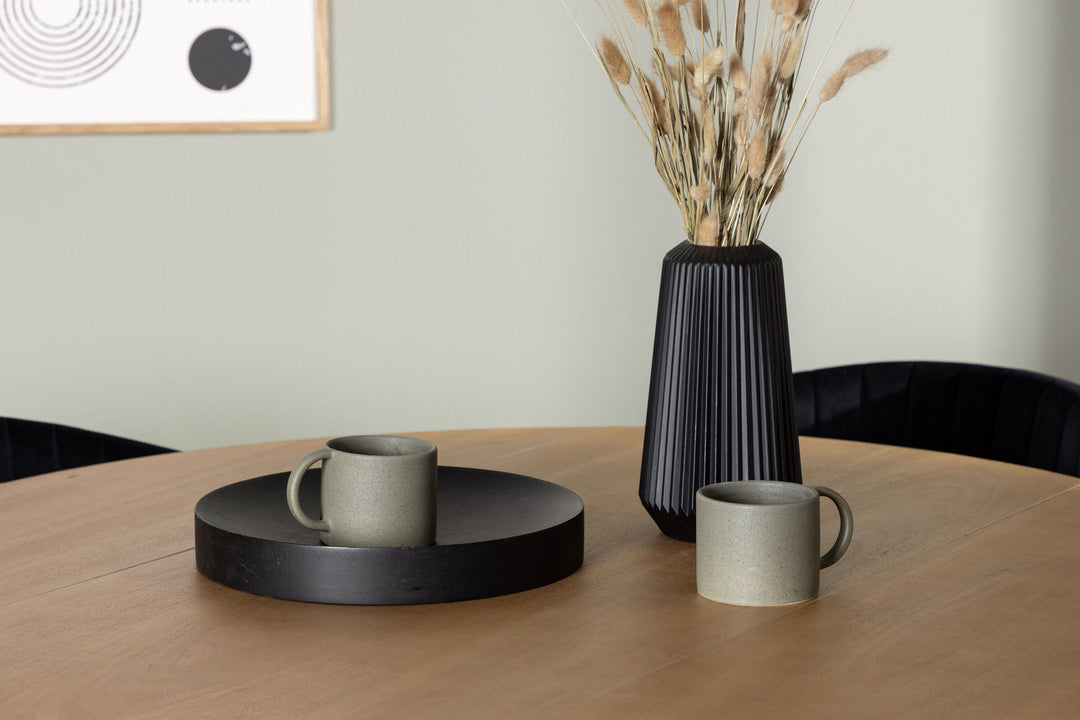 Venture Home Yakidon Dining Table - Rubberwood / Oaklook MDF +Selma Dining Chair - Black / Black Velvet _4
