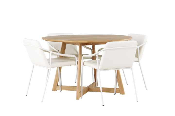 Venture Home Yakidon Dining Table - Rubberwood / Oaklook MDF +Tvist Dining Chair - Beige / Beige PU _4