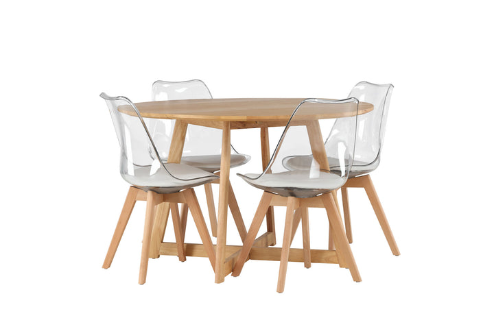Venture Home Yakidon Dining Table - Rubberwood / Oaklook MDF +Edvin Dining Chair - Nature / PET (seat cushion white) PET surface,seat with usual sponge _4