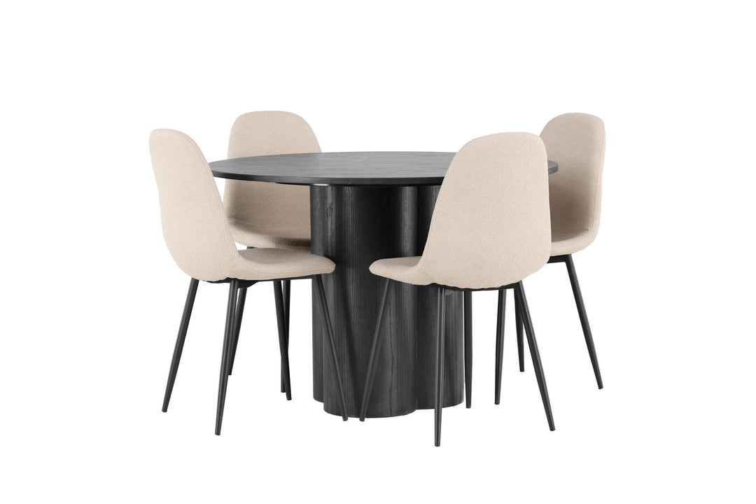 Venture Home Olivia Dining Table - Black / Black Veneer +Polar Dining Chair - Black / Beige Boucle _4