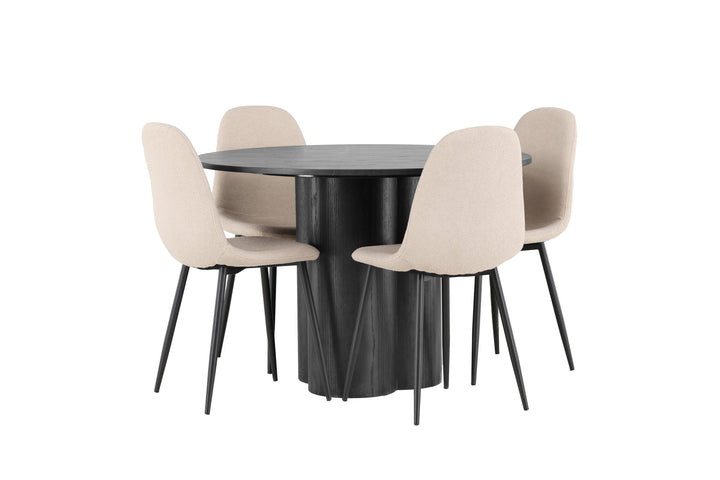 Venture Home Olivia Dining Table - Black / Black Veneer +Polar Dining Chair - Black / Beige Boucle _4