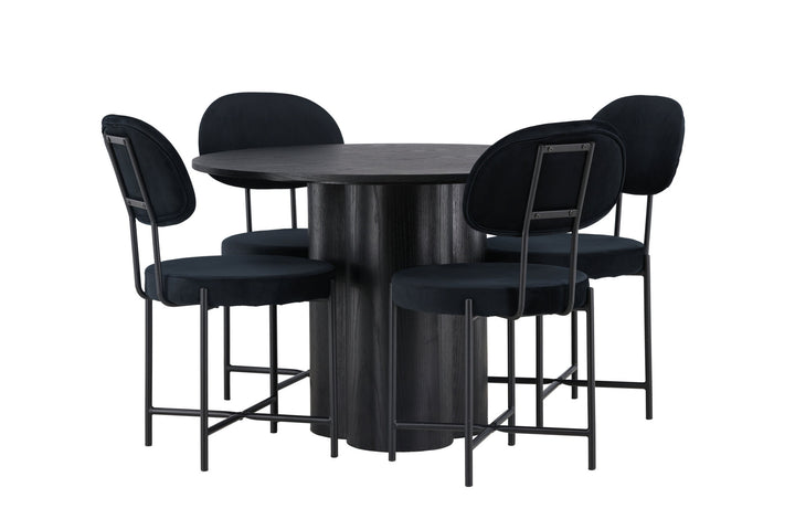 Venture Home Olivia Dining Table - Black / Black Veneer +Stella Dining Chair - Black / Black Velvet _4