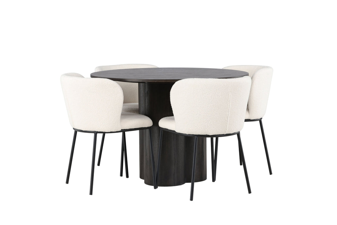 Venture Home Olivia Dining Table - Mocca / Mocca Veneer +Edina Dining Chair - Black / White Boucle _4