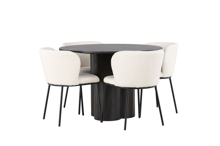 Venture Home Olivia Dining Table - Mocca / Mocca Veneer +Edina Dining Chair - Black / White Boucle _4