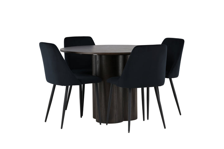 Venture Home Olivia Dining Table - Mocca / Mocca Veneer +Night Dining Chair - Black / Black Velvet _4