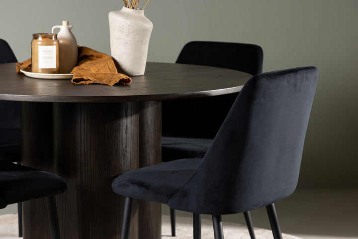 Venture Home Olivia Dining Table - Mocca / Mocca Veneer +Night Dining Chair - Black / Black Velvet _4