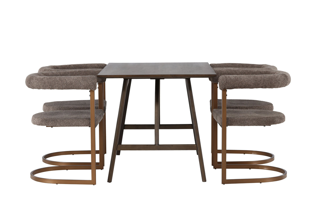 Venture Home Kaseidon Dining Table - Rubberwood / Dark Brown MDF +Morning Dining Chair - Black / Black Boucle _4