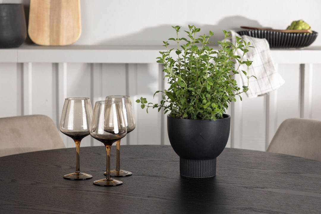 Venture Home Olivia Dining Table - Black / Black Veneer +Night Dining Chair - Dark walnut / Mocca / Brown Fabric _4