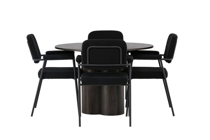 Venture Home Olivia Dining Table - Mocca / Mocca Veneer +Yesterday Dining Chair - Black / Black Boucle _4