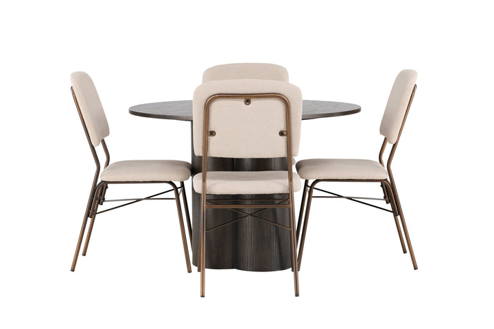 Venture Home Olivia Dining Table - Mocca / Mocca Veneer +Seda Dining Chair - Matte brown / Beige Fabric _4
