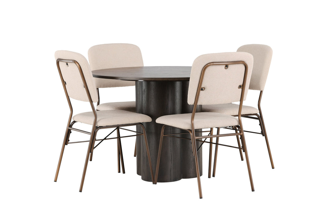 Venture Home Olivia Dining Table - Mocca / Mocca Veneer +Seda Dining Chair - Matte brown / Beige Fabric _4