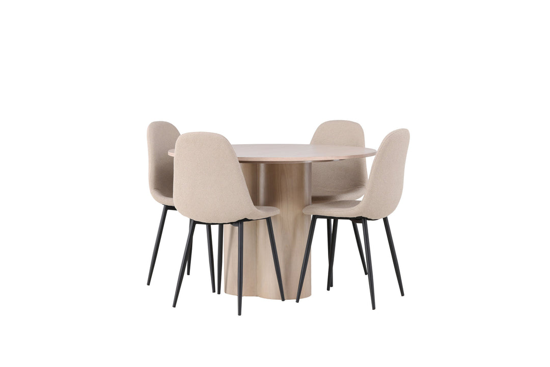 Venture Home Olivia Dining Table - White Wash Veneer +Polar Dining Chair - Black / Beige Boucle _4