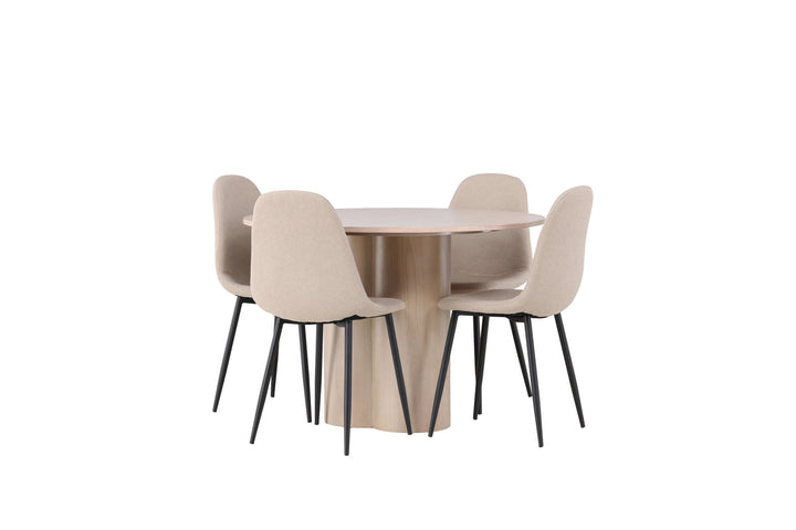 Venture Home Olivia Dining Table - White Wash Veneer +Polar Dining Chair - Black / Beige Boucle _4