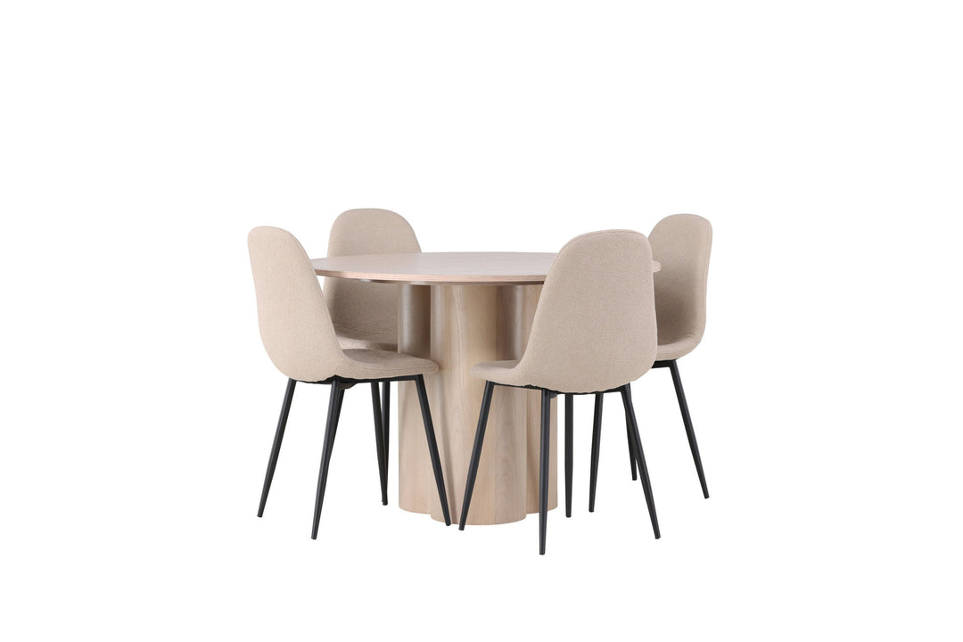 Venture Home Olivia Dining Table - White Wash Veneer +Polar Dining Chair - Black / Beige Boucle _4