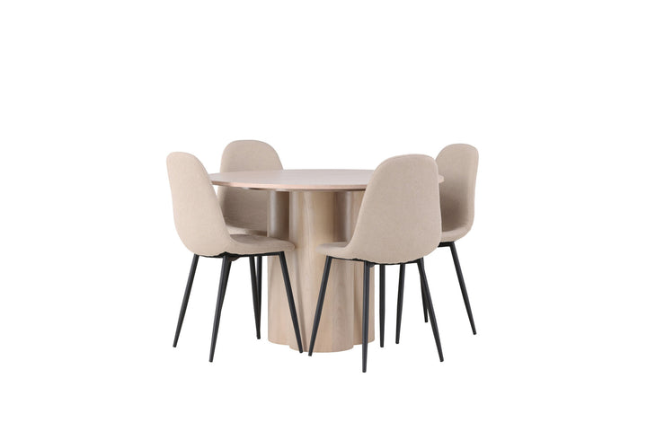 Venture Home Olivia Dining Table - White Wash Veneer +Polar Dining Chair - Black / Beige Boucle _4