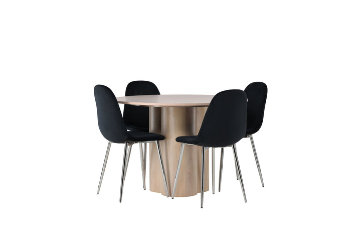 Venture Home Olivia Dining Table - White Wash Veneer +Polar Dining Chair - Black Velvet / Chrome _4