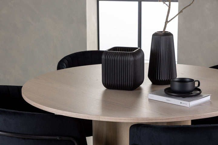Venture Home Olivia Dining Table - White Wash Veneer +Selma Dining Chair - Black / Black Velvet _4