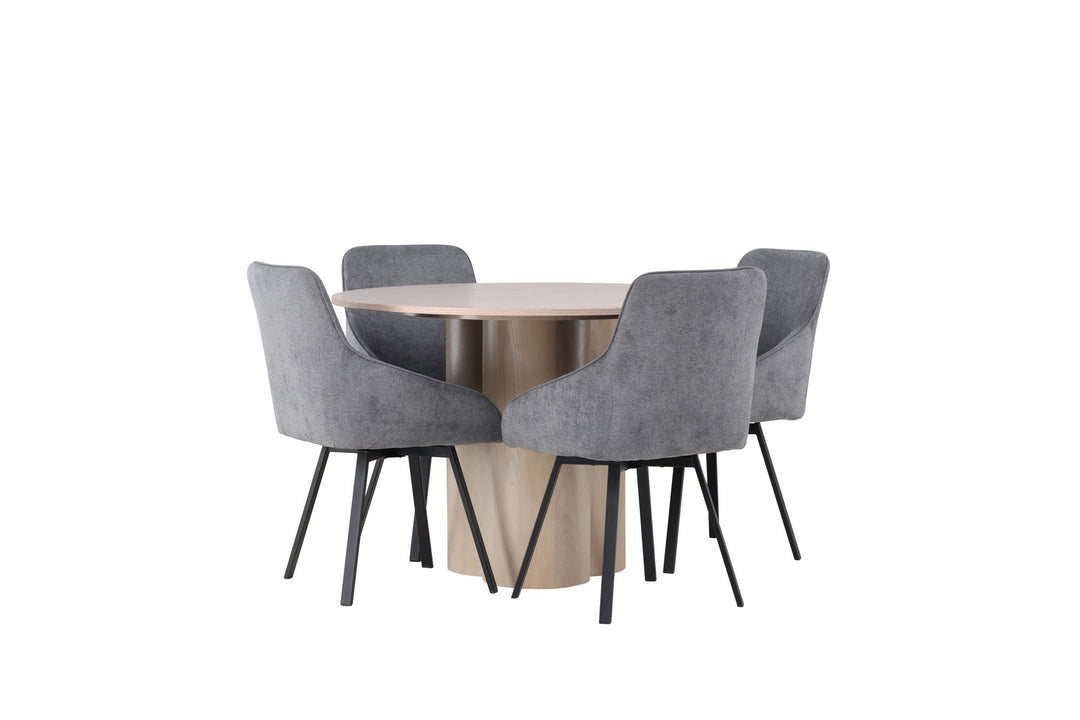 Venture Home Olivia Dining Table - White Wash Veneer +Rosie Dining Chair - Black / Dark grey Fabric _4