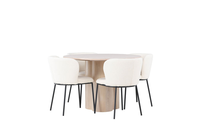 Venture Home Olivia Dining Table - White Wash Veneer +Edina Dining Chair - Black / White Boucle _4