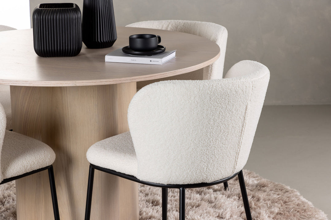 Venture Home Olivia Dining Table - White Wash Veneer +Edina Dining Chair - Black / White Boucle _4