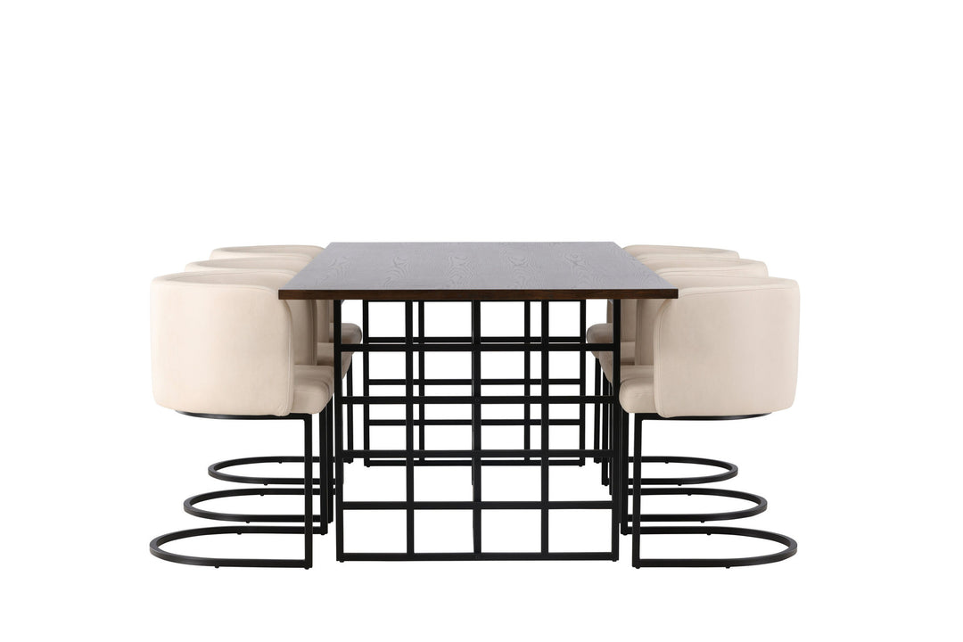 Venture Home Ystad Dining Table - Black / Mocca Oak Veneer +Simrishman Dining Chair - Black / Beige TC-fabric _6