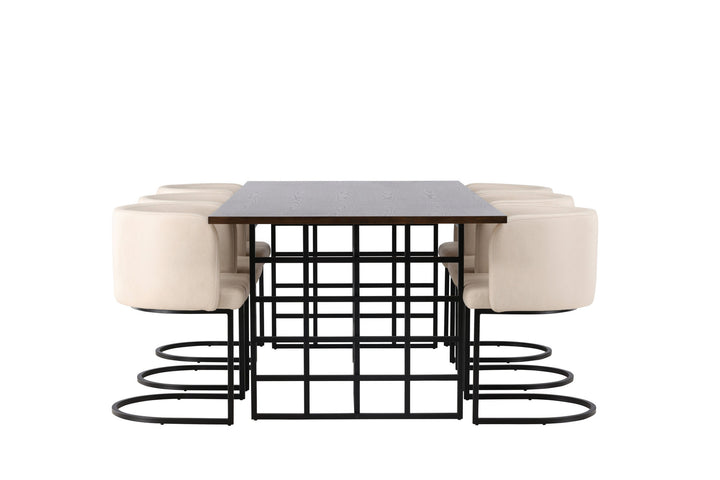 Venture Home Ystad Dining Table - Black / Mocca Oak Veneer +Simrishman Dining Chair - Black / Beige TC-fabric _6