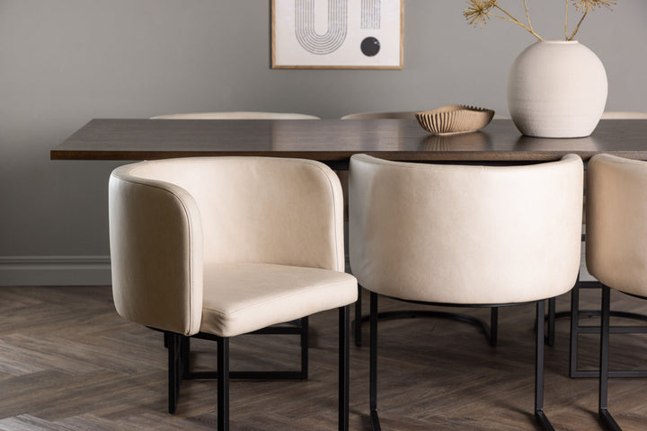 Venture Home Ystad Dining Table - Black / Mocca Oak Veneer +Simrishman Dining Chair - Black / Beige TC-fabric _6