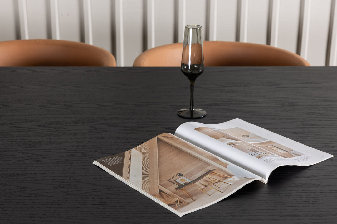 Venture Home Ystad Dining Table - Black / Black Oak Veneer +Simrishman Dining Chair - Black / Brown TC-fabric _6