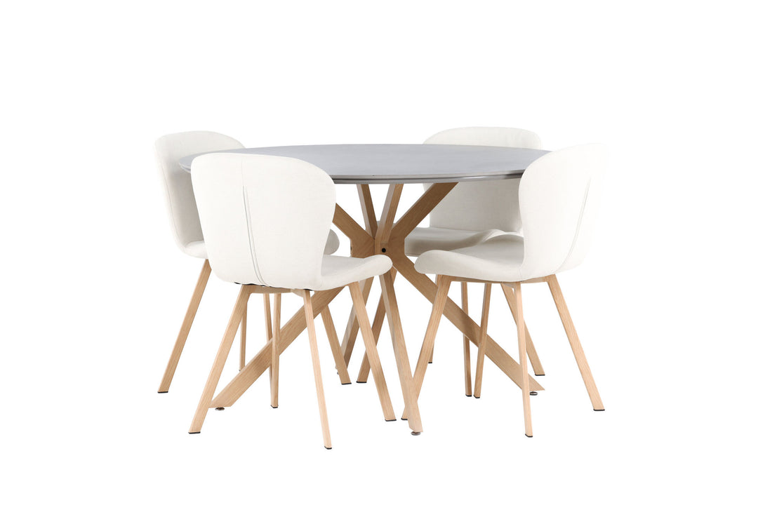 Venture Home Piazza Dining Table - Natural / Dark Grey Spraystone +Lilja Dining Chair - Oaklook / Beige Fabric _4