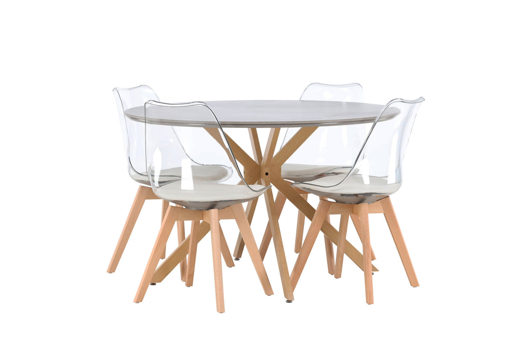 Venture Home Piazza Dining Table - Natural / Dark Grey Spraystone +Edvin Dining Chair - Nature / PET (seat cushion white) PET surface,seat with usual sponge _4