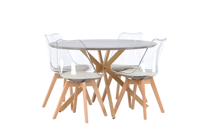 Venture Home Piazza Dining Table - Natural / Dark Grey Spraystone +Edvin Dining Chair - Nature / PET (seat cushion white) PET surface,seat with usual sponge _4