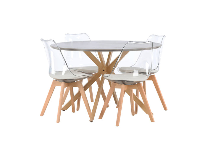 Venture Home Piazza Dining Table - Natural / Dark Grey Spraystone +Edvin Dining Chair - Nature / PET (seat cushion white) PET surface,seat with usual sponge _4