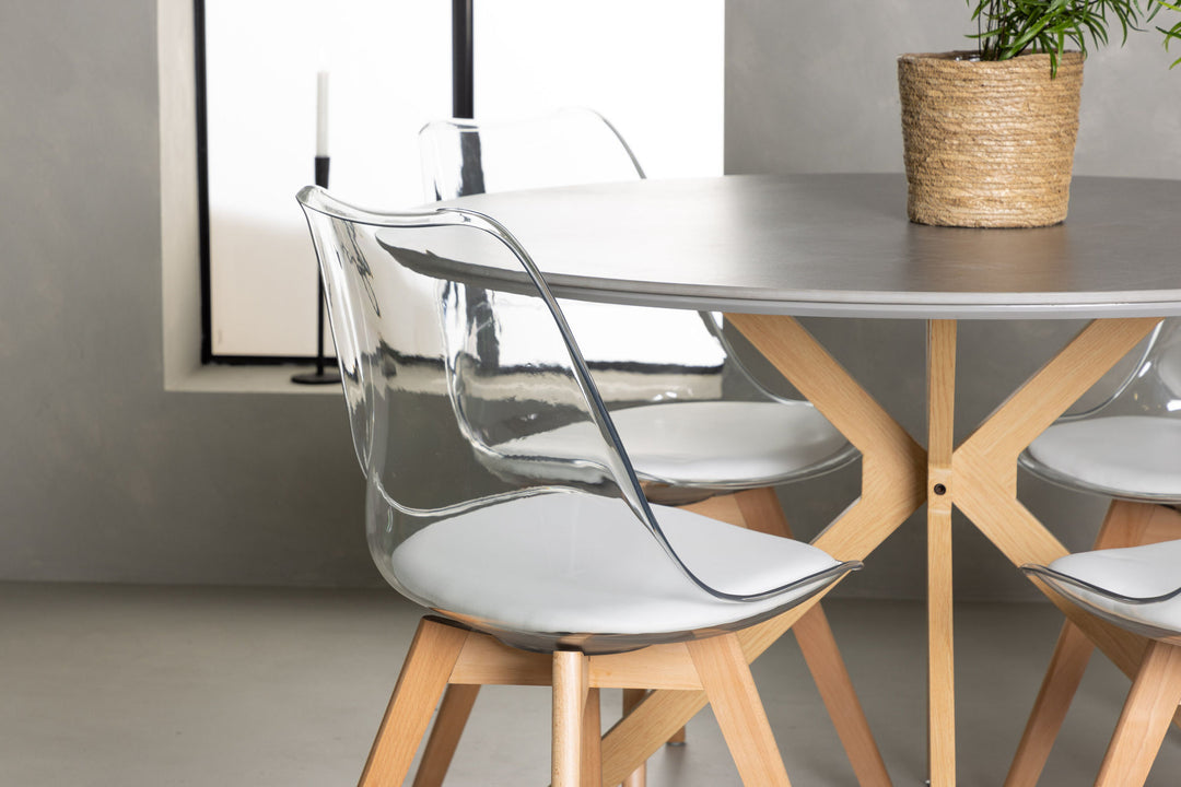 Venture Home Piazza Dining Table - Natural / Dark Grey Spraystone +Edvin Dining Chair - Nature / PET (seat cushion white) PET surface,seat with usual sponge _4