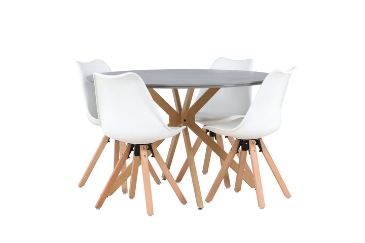 Venture Home Piazza Dining Table - Natural / Dark Grey Spraystone +Zeno Dining Chair - Nature woodlook / White PP _4