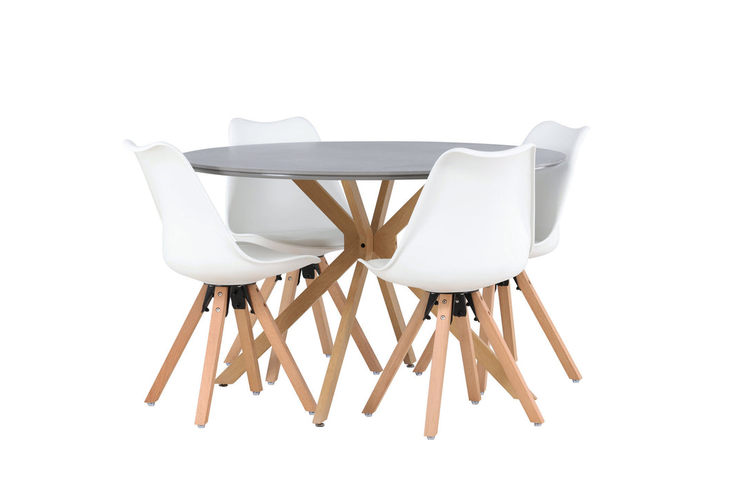 Venture Home Piazza Dining Table - Natural / Dark Grey Spraystone +Zeno Dining Chair - Nature woodlook / White PP _4