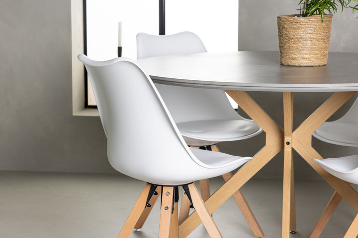 Venture Home Piazza Dining Table - Natural / Dark Grey Spraystone +Zeno Dining Chair - Nature woodlook / White PP _4