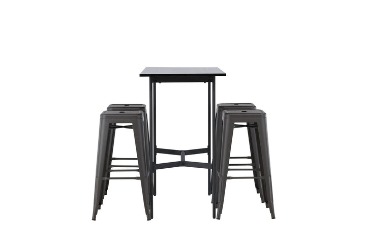 Venture Home Rax Bar Table 120*60 - Black / Black MDF +Tempe Bar Chair - Dark Grey / Metal _4