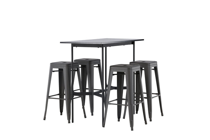 Venture Home Rax Bar Table 120*60 - Black / Black MDF +Tempe Bar Chair - Dark Grey / Metal _4
