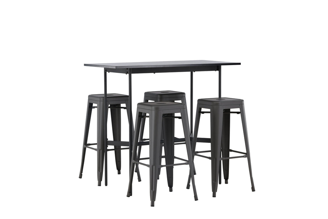 Venture Home Rax Bar Table 120*60 - Black / Black MDF +Tempe Bar Chair - Dark Grey / Metal _4