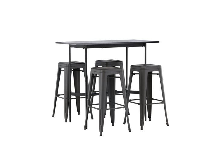 Venture Home Rax Bar Table 120*60 - Black / Black MDF +Tempe Bar Chair - Dark Grey / Metal _4