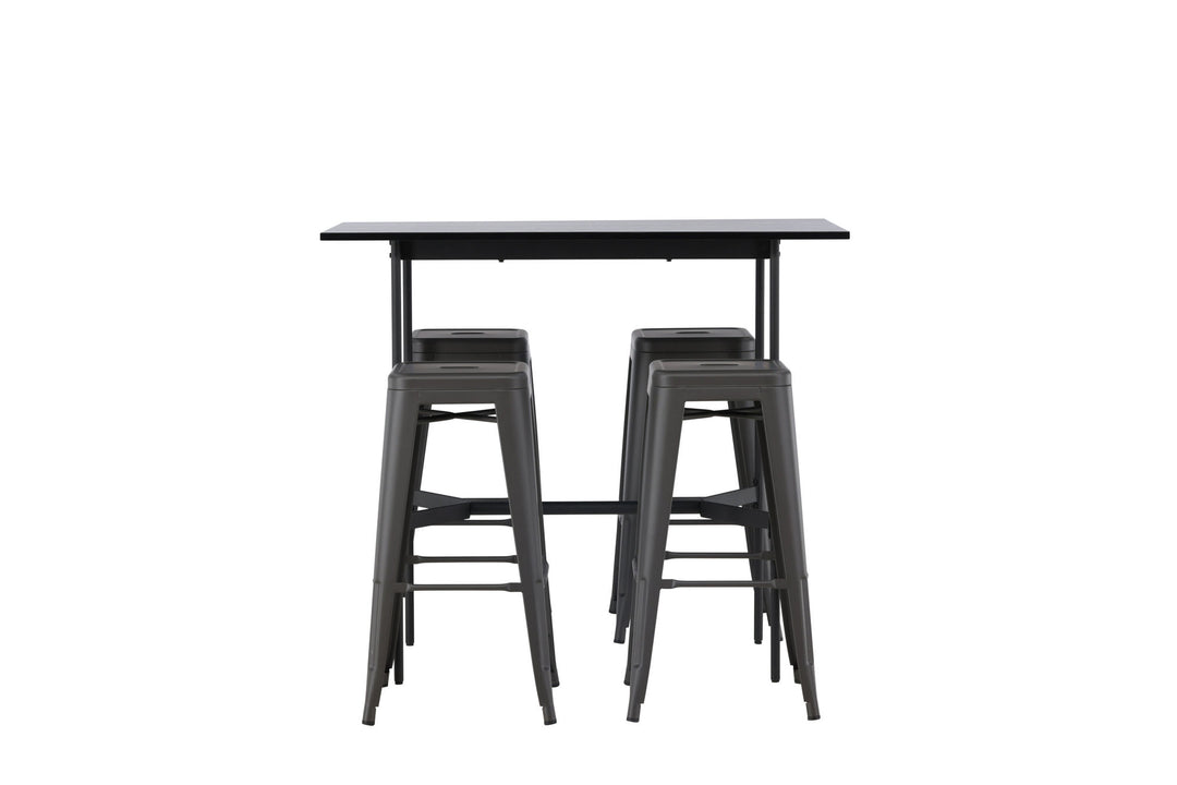 Venture Home Rax Bar Table 120*60 - Black / Black MDF +Tempe Bar Chair - Dark Grey / Metal _4