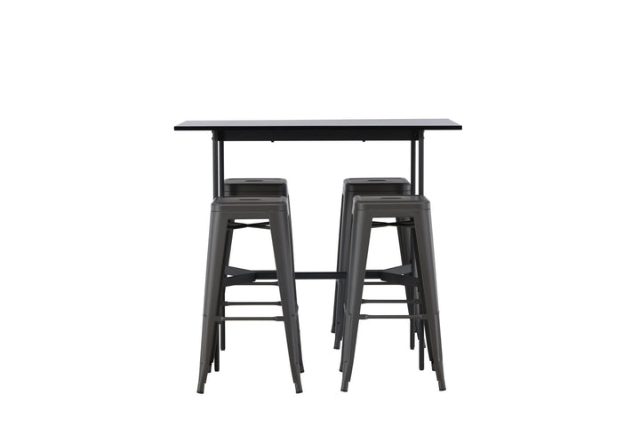 Venture Home Rax Bar Table 120*60 - Black / Black MDF +Tempe Bar Chair - Dark Grey / Metal _4