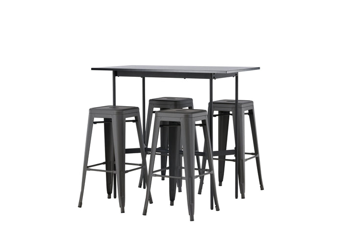 Venture Home Rax Bar Table 120*60 - Black / Black MDF +Tempe Bar Chair - Dark Grey / Metal _4