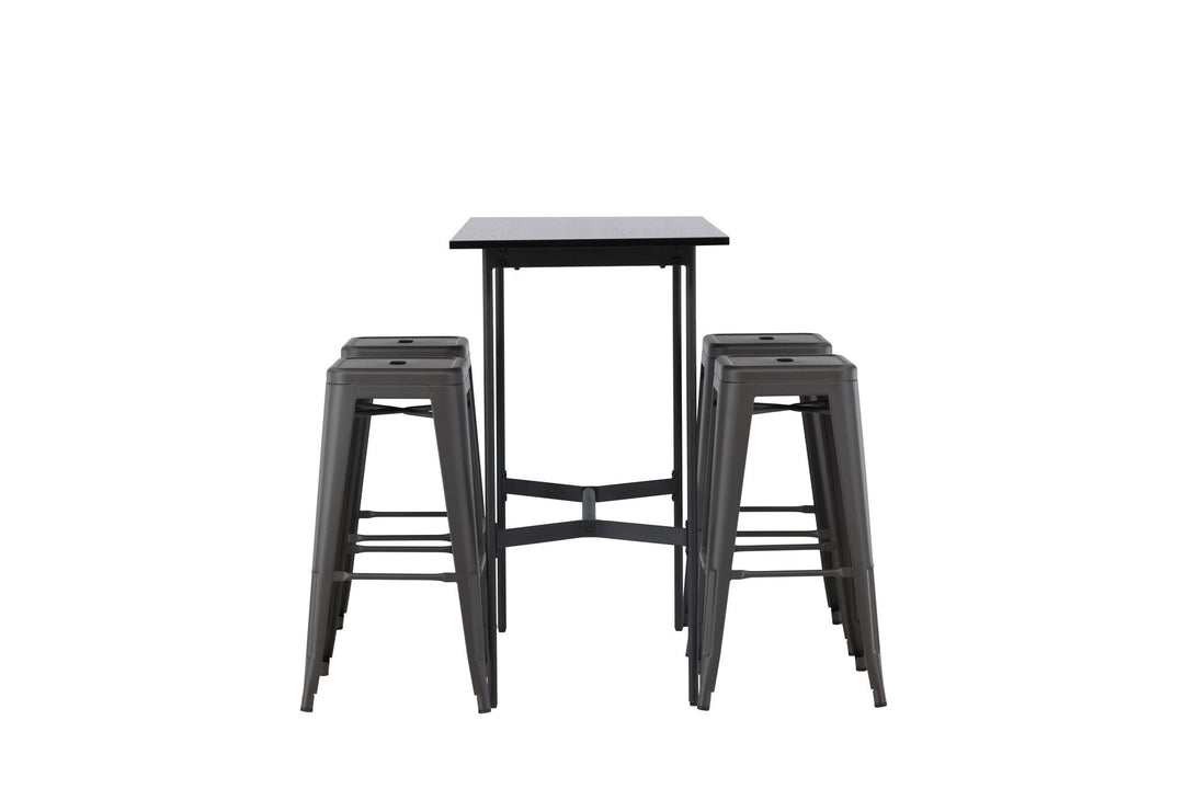 Venture Home Rax Bar Table 120*60 - Black / Black MDF +Tempe Bar Chair - Dark Grey / Metal _4