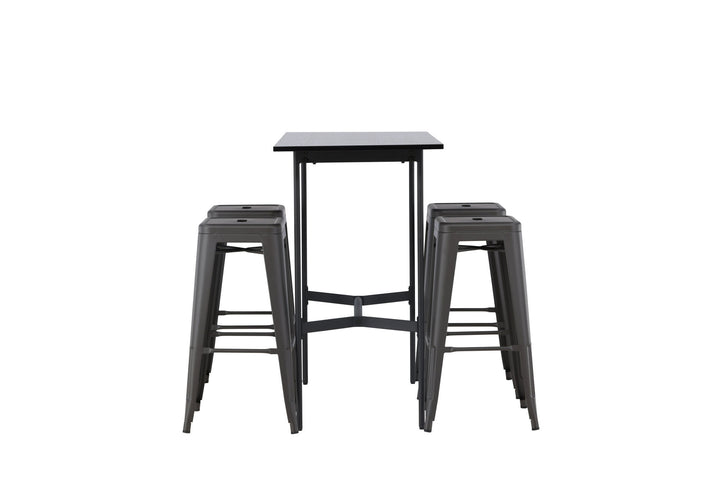 Venture Home Rax Bar Table 120*60 - Black / Black MDF +Tempe Bar Chair - Dark Grey / Metal _4