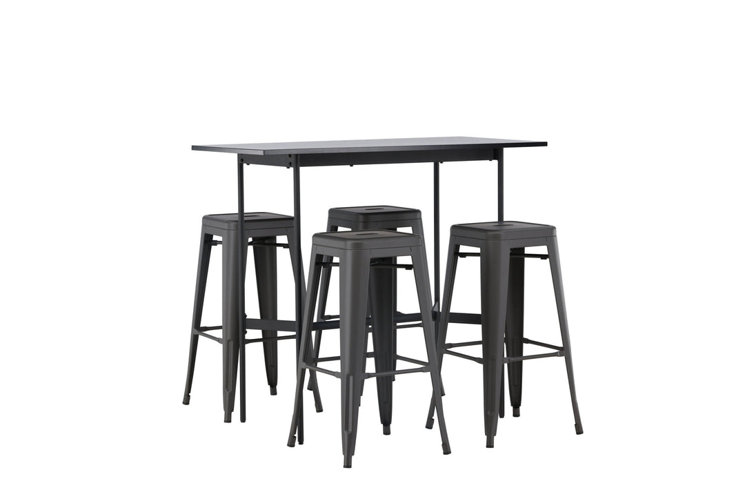 Venture Home Rax Bar Table 120*60 - Black / Black MDF +Tempe Bar Chair - Dark Grey / Metal _4