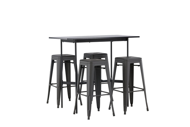 Venture Home Rax Bar Table 120*60 - Black / Black MDF +Tempe Bar Chair - Dark Grey / Metal _4