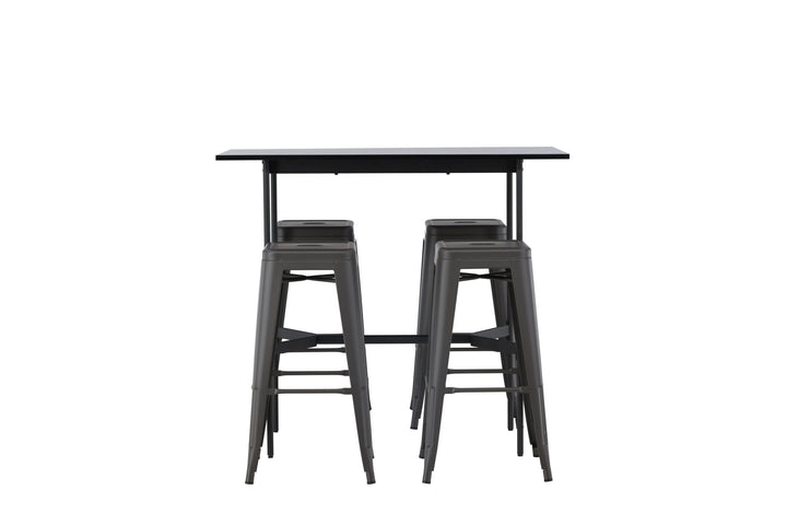 Venture Home Rax Bar Table 120*60 - Black / Black MDF +Tempe Bar Chair - Dark Grey / Metal _4